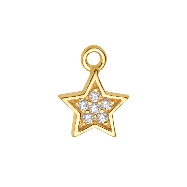 Star with CZ Charm 10x8mm Gold Plated Sterling Silver Vermeil