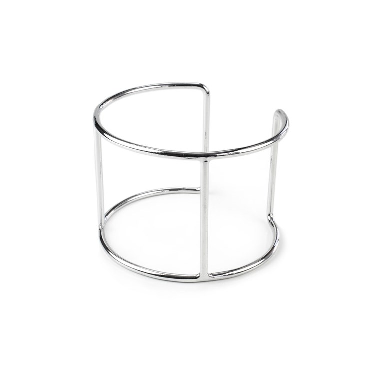 Wire Cuff Bangle with 2 Posts Rhodium Plated