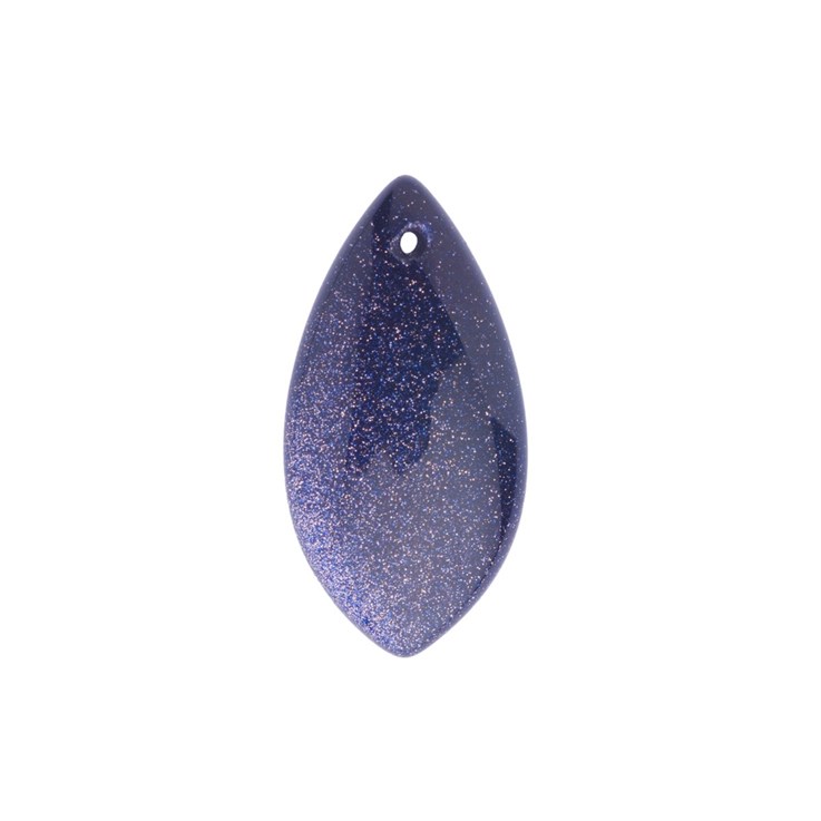 Pointed Teardrop Blue Goldstone 10x20x6mm Top Drilled