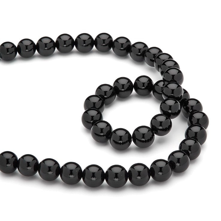 10mm Round gemstone bead Black Onyx/Agate 'A'  Quality 40cm strand