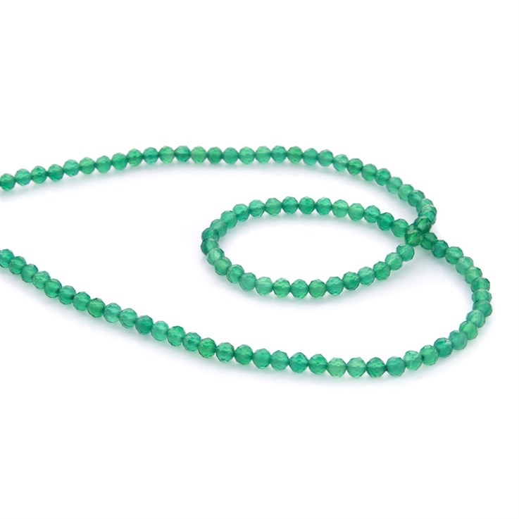 4mm Facet Round gemstone bead Green Agate A Grade 40cm strand