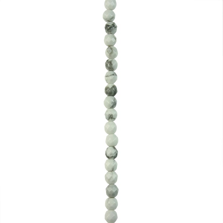 4mm White Howlite 'A' Quality Faceted Round 40cm Strand