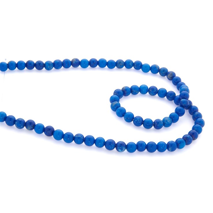 6mm Round gemstone bead Howlite Dyed Blue 40cm strand
