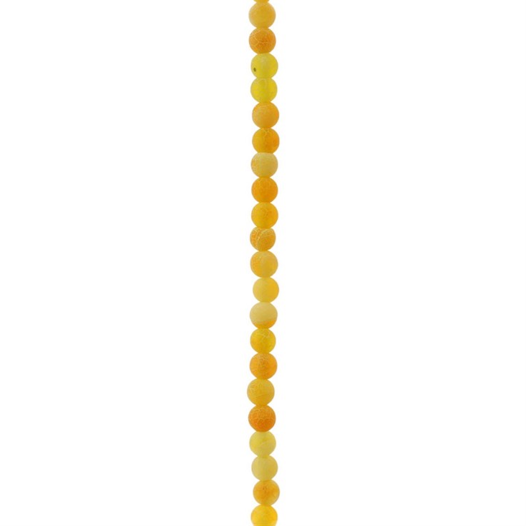 4mm Round gemstone bead Frosted Cracked Agate Orange (Dyed)  40cm strand