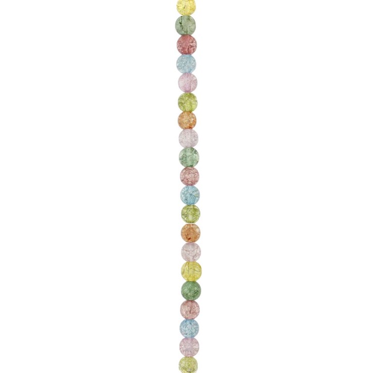 4mm Round gemstone bead Mixed Colour Crackle Quartz (Dyed)  40cm strand