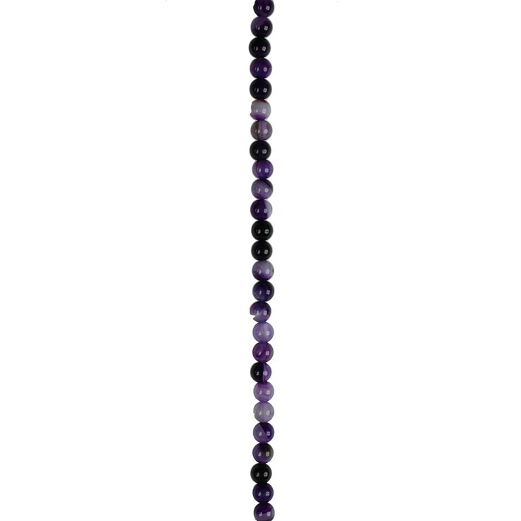 4mm Round gemstone bead Banded Agate Purple (Dyed)  40cm strand
