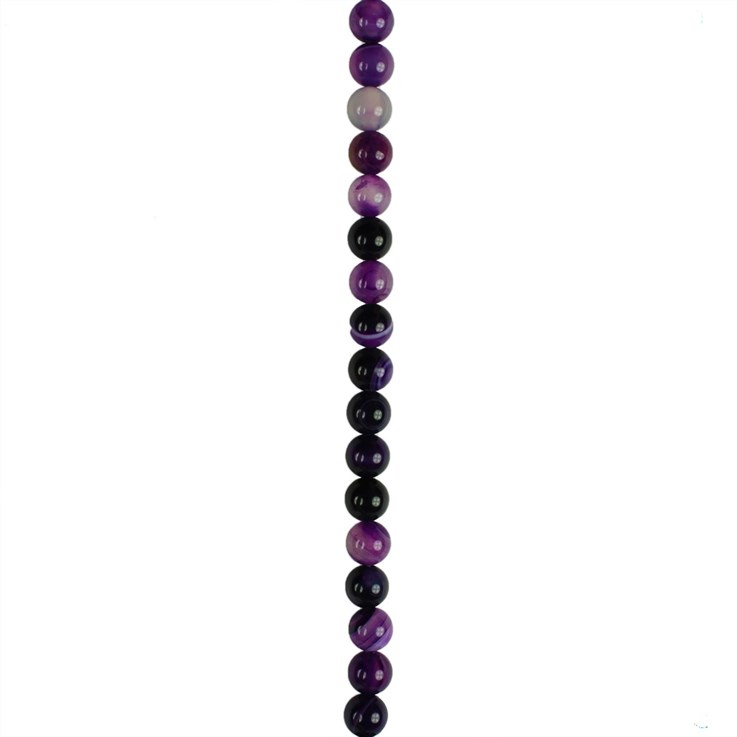 6mm Round gemstone bead Banded Agate Purple (Dyed)  40cm strand