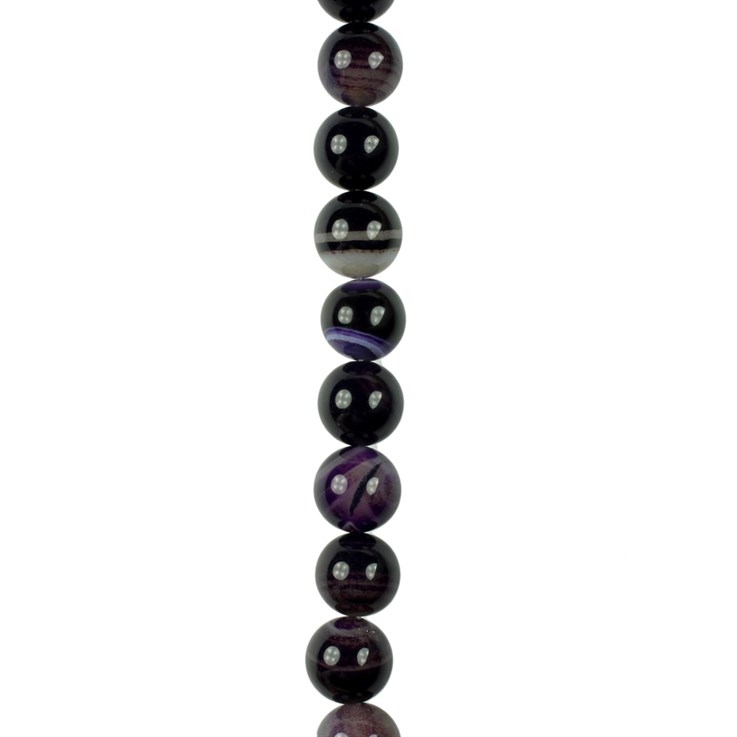 12mm Round gemstone bead Banded Agate Purple (Dyed)  40cm strand