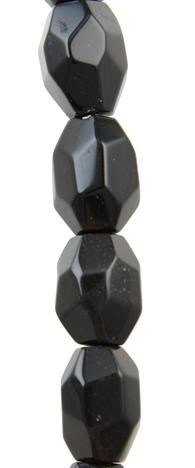Tumbled Facet gemstone beads Black Onyx 40cm
