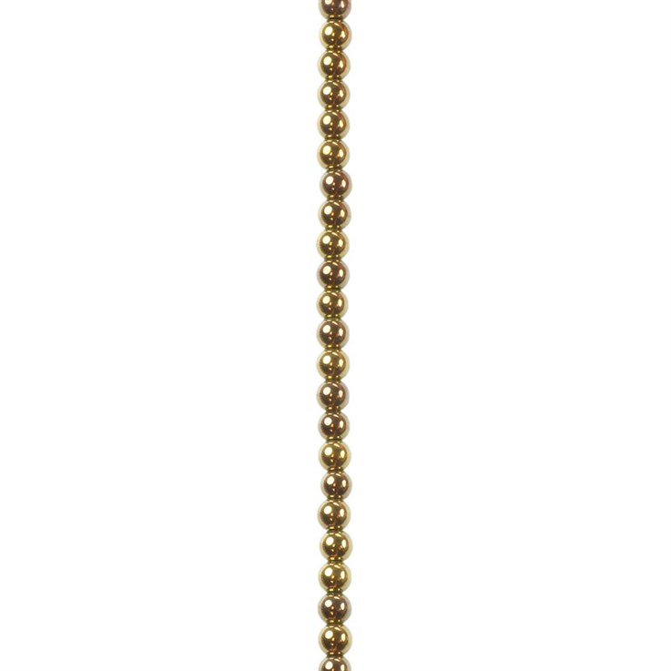 4mm Hematine Gold colour 40cm round bead strand