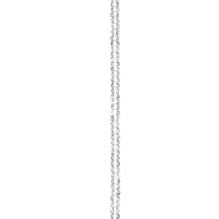 4mm Facet Button shaped gemstone bead Crystal Quartz 'A'  Quality 39.3cm strand