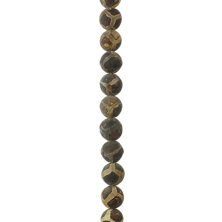 12mm Round  gemstone bead Tibetan Matt Agate Turtle Grain 40cm strand