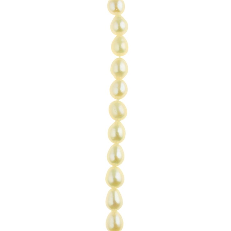 6-6.5mm Rice Pearl Bead Long Drilled White 40cm Strand