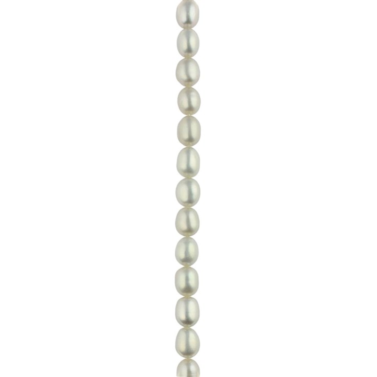 6-6.5mm Rice Pearl Bead Long Drilled Silver 40cm Strand