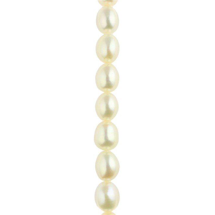 9-10mm Rice Pearl Bead Long Drilled White 40cm Strand