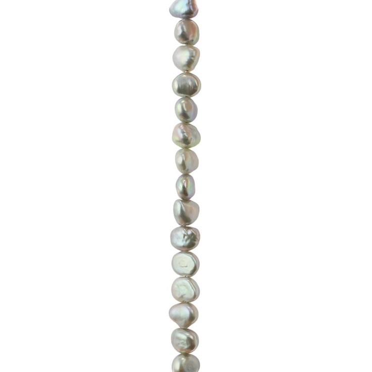 5.5-6mm Freeform Pearl Bead Side Drilled Silver 40cm Strand