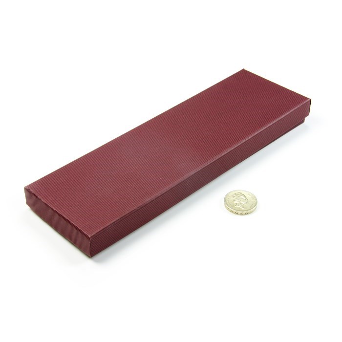 Card Necklace Box Ribbed Maroon 218x65x15mm PIP
