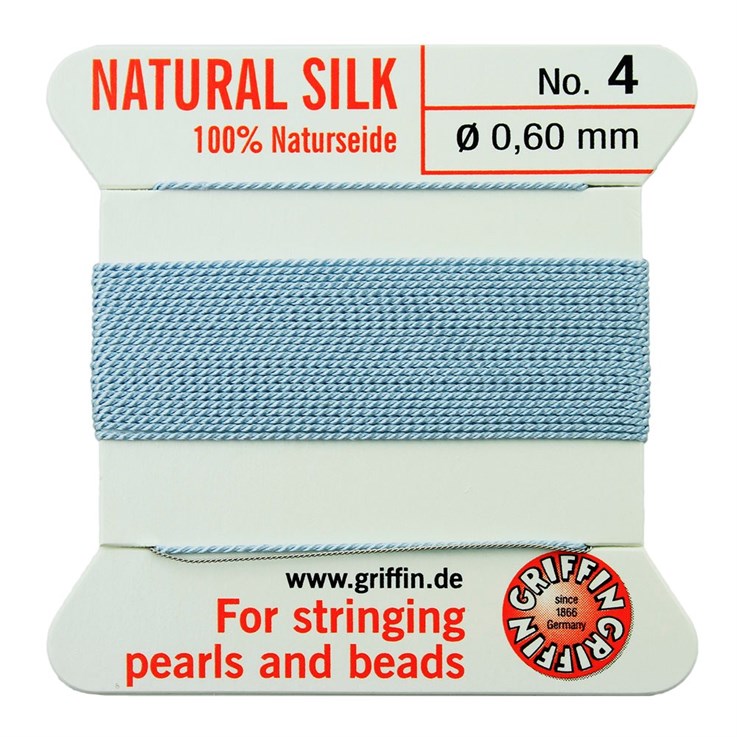 Griffin Natural Silk Beading Thread (0.60mm No.4)+ Needle Turquoise 2 metres NETT