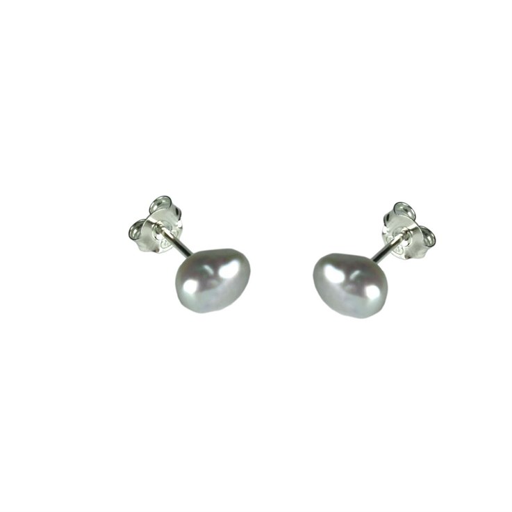 6-7mm Baroque Pearl Stud Earring with Sterling Silver Fittings in Baby Blue