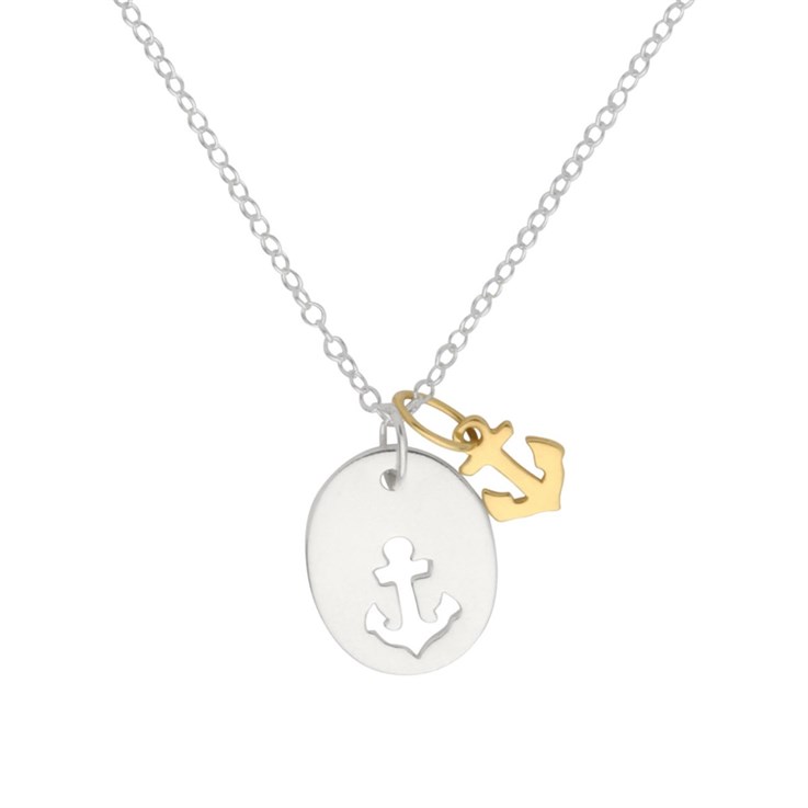Anchor Cut Out Necklace Sterling Silver