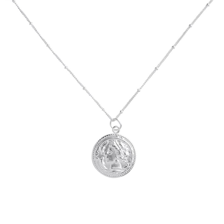 Roman Medallion Necklace 18" Sterling Silver