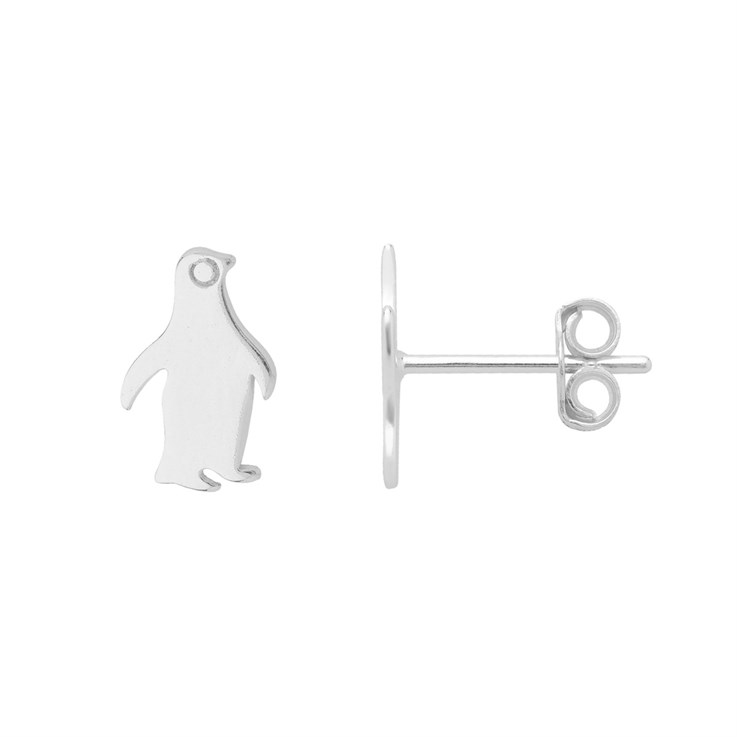 Penguin Earstuds with Scrolls LEFT AND RIGHT Sterling Silver
