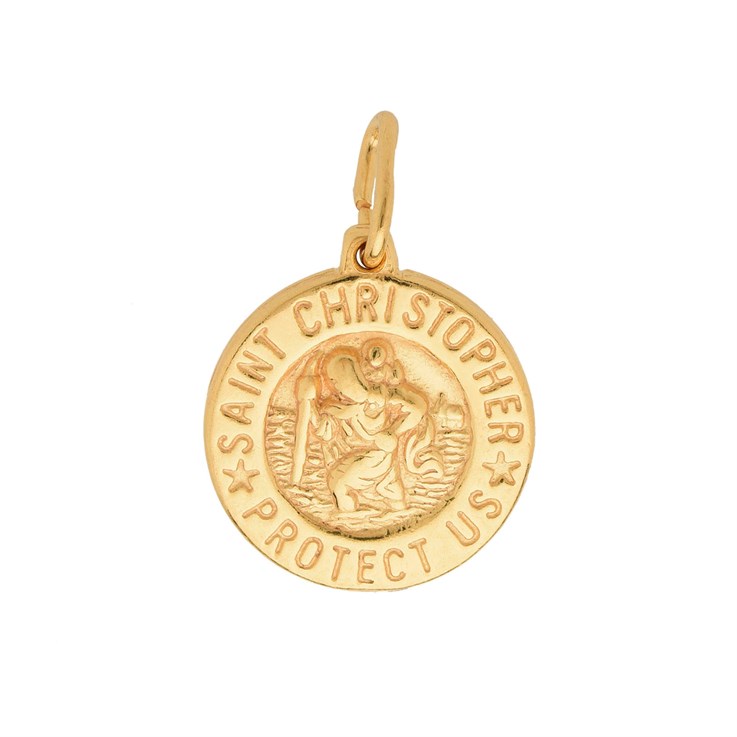Saint Christopher 15mm Pendant Gold Plated Sterling Silver Vermeil