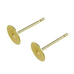 Earstud with 5mm Pad for Cabochon without scrolls Gold Plated