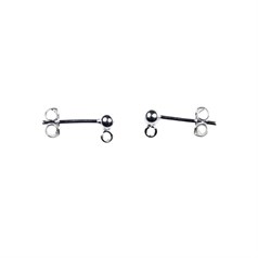 3mm Superior Ball & Ring Earstud (with scrolls) Silver Plated