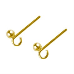 Earstud Ball & Hook without scrolls Gold Plated