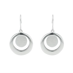 Earwire Dropper Round with 12mm Pad for Cabochon Silver Plated