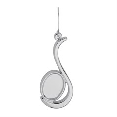 Oval / Wave Eardrop with 14x10mm Cup for Cabochon Silver Plated