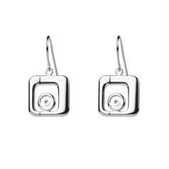 Eardrop Square Design with 6mm Cup for Cabochon Silver Plated