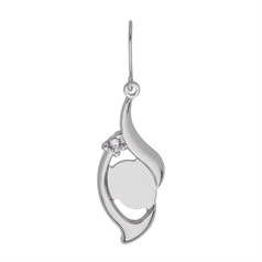 Eardrop Twisted Marquise with C/Z & 10x8mm approx  Flat Pad for Cabochon Silver Plated