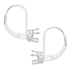 Lever Back Earwire with 6mm Snap-in 4 Prong Cup Sterling Silver