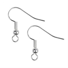 Fish Hook/Ball & Spring Earwire 20mm Silver Plated