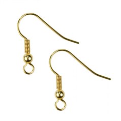 Fish Hook/Ball & Spring Earwire 20mm Gold Plated