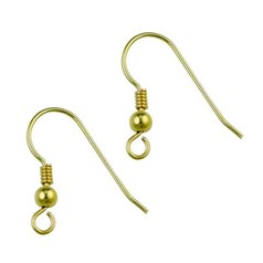 Fish Hook Earwire with Ball and Spring 9ct Gold