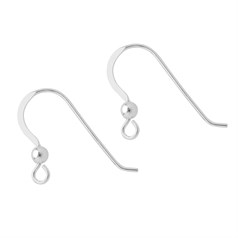 Fish Hook Earwire 24x17mm with Ball Short Tail Sterling Silver (STS)
