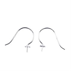 Earwires for Half Drilled Beads w/4mm Dome Cap 20x13mm Sterling Silver