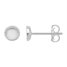 4mm Milled Cup Earstud (with scrolls) Sterling Silver (STS)