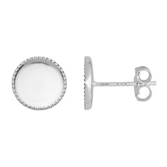 8mm Milled Cup Earstud (with scrolls) Sterling Silver (STS)