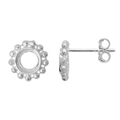 5mm Earstud with Fancy Studded Edge  (with scrolls) Sterling Silver (STS)