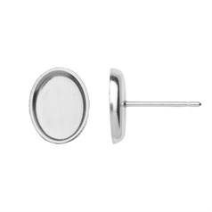 8x6mm Plain Heavy Cup Earstud (without scrolls) Sterling Silver (STS)