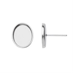 10x8mm Plain Heavy Cup Earstud (without scrolls) Sterling Silver (STS)