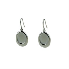Offset Oval Earwire Dropper with 14x10mm Cup for Cabochon Silver Plated