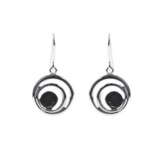 Swirl Eardrop Earrings with 8mm Flat Pad for Cabochon Silver Plated