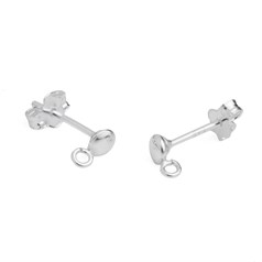 4mm Button & Ring Earstud (with scroll) Sterling Silver (STS)