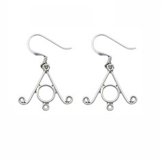 20x20mm Fish hook Chandelier Eardrop with Circle Sterling Silver (STS)