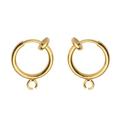Clip on Ear Cuff / Ear Hoop with Open Ring 11mm Gold Plated